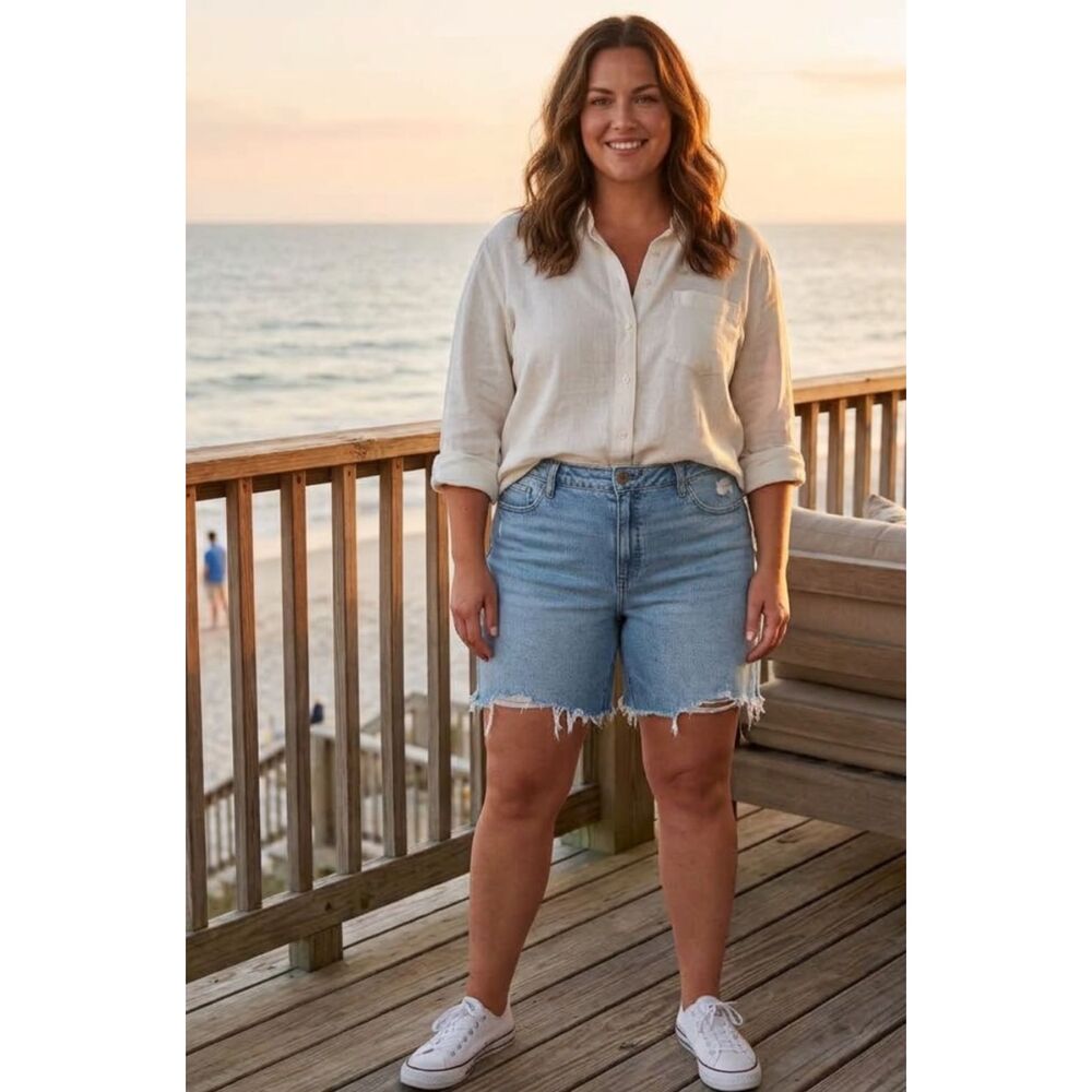 Ava & Viv High Rise Relaxed Bermuda Shorts Women's Plus Size 18